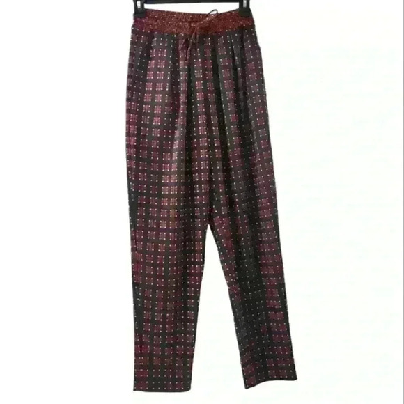 3/$30 Zara XS Elastic Drawstring Waist Ankle Black Print Pull On Pants. - Picture 1 of 5